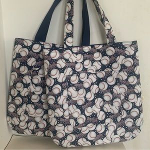 Americana Baseball on Blue Handmade Tote